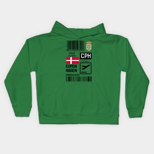 Copenhagen Denmark travel ticket Kids Hoodie